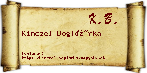 Kinczel Boglárka névjegykártya